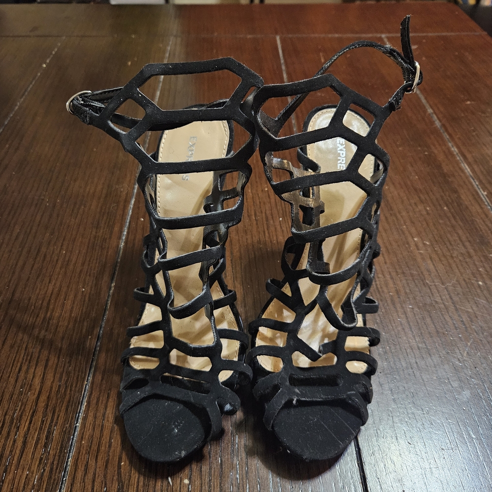 Express Black Caged Women's Heels (4 inch)